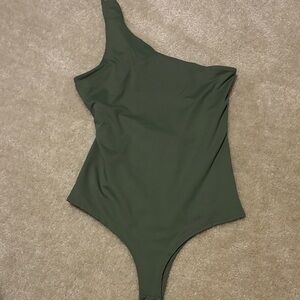 One-Shoulder Green Bodysuit